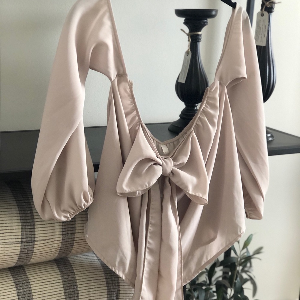 Cream II Off-Shoulder Bow-Front Top